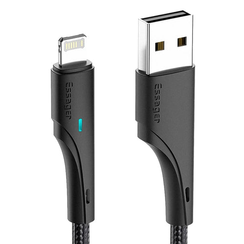 ESSAGER 0.25m USB to iP 2.4A Fast Charging Phone Charge Cable 480Mbps Transfer Wire for Lightning Devices - Black - 1