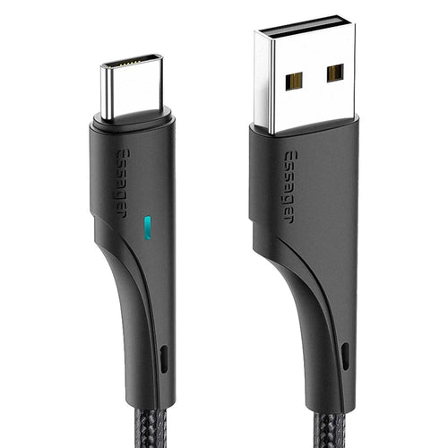 ESSAGER 0.25m USB to Type C Cable 480Mbps Transmission Cord 3A Fast Charging Wire for Smartphone Laptop Tablet - Black - 1