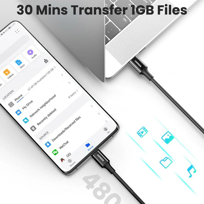 UGREEN 30700 for iPhone 15 Series 0.5m 100W USB-C to USB-C Cable 5A PD Fast Charging Type-C Data Cable for MacBook / iPad Pro - 3