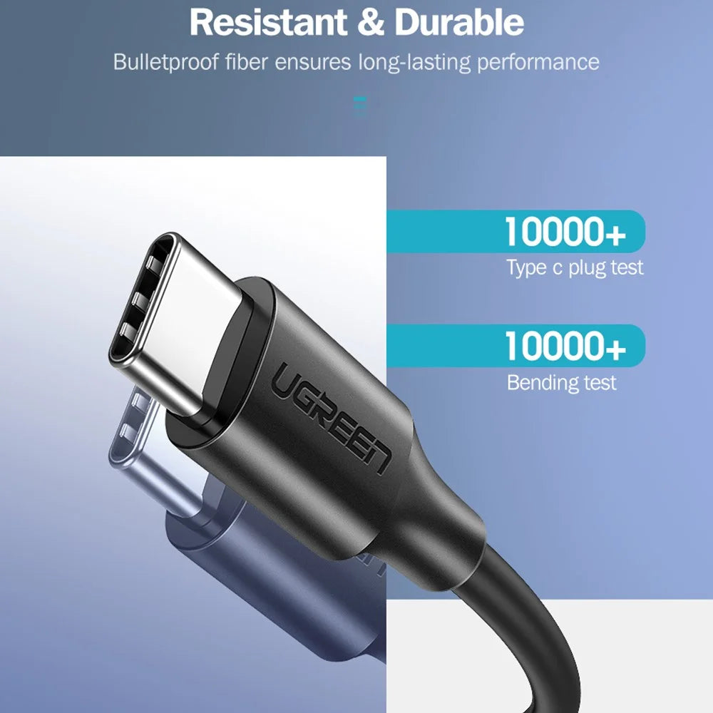 UGREEN for iPhone 15 Series 3m PD 60W QC3.0 Fast Charging + 480Mbps Data Transfer USB C to Type-C Cable - 4