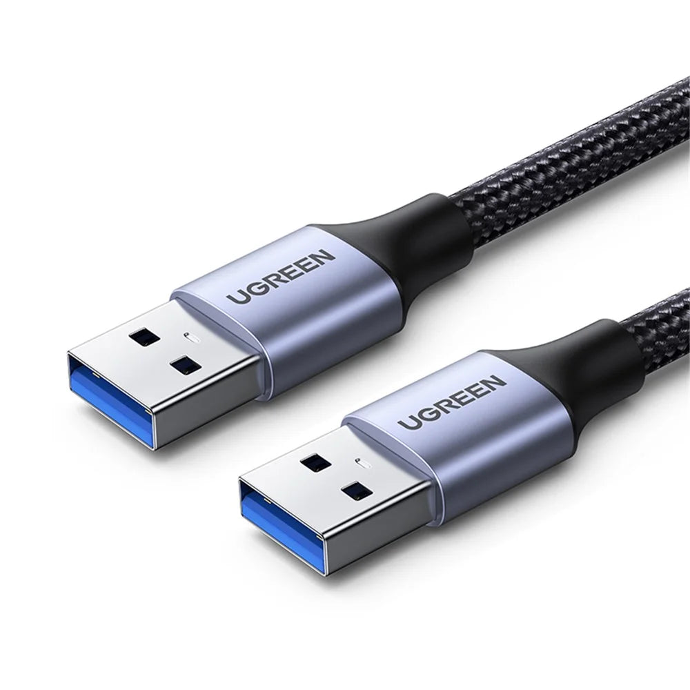 UGREEN For Hard Disk Driver TV USB Hub Camera USB 3.0 Male to Male Braided Data Cable, 2m - 1