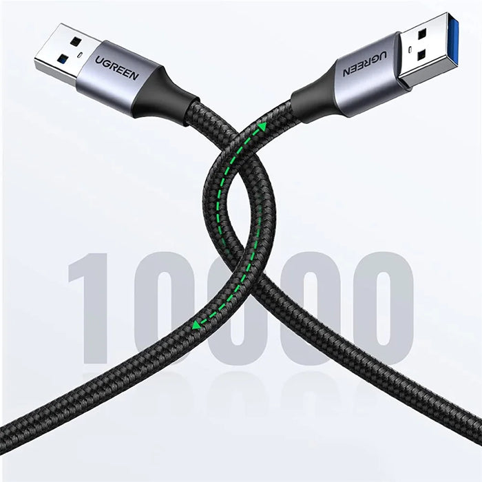 UGREEN For Hard Disk Driver TV USB Hub Camera USB 3.0 Male to Male Braided Data Cable, 2m - 4