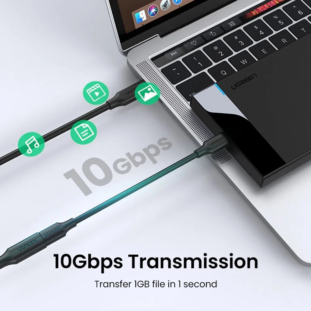 UGREEN 10387 1m USB-C 3.1 Extension Cord PD 100W 4K 60Hz Gen 2 10Gbps Male to Female USB Extension Charging Sync Cable - 3