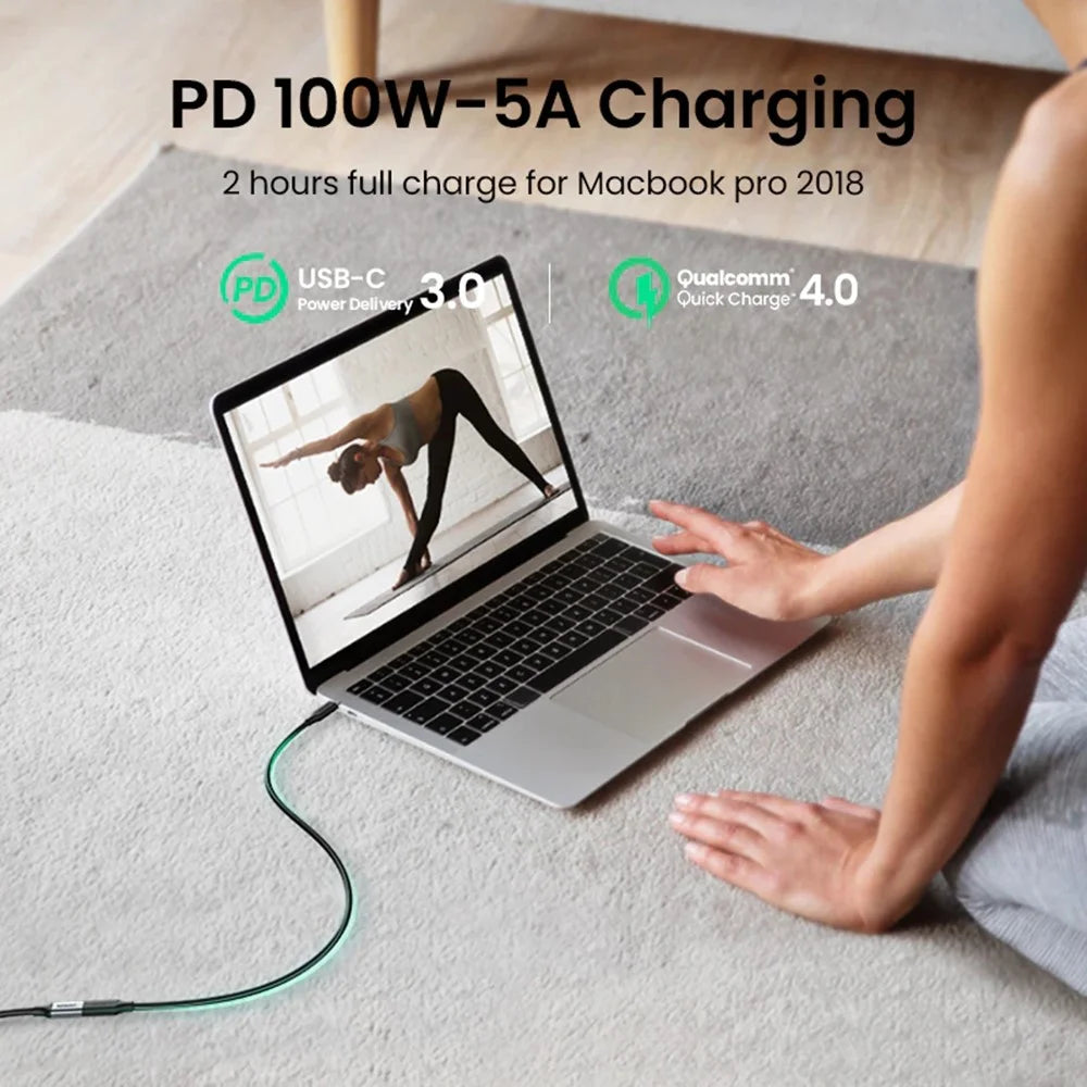 UGREEN 10387 1m USB-C 3.1 Extension Cord PD 100W 4K 60Hz Gen 2 10Gbps Male to Female USB Extension Charging Sync Cable - 4
