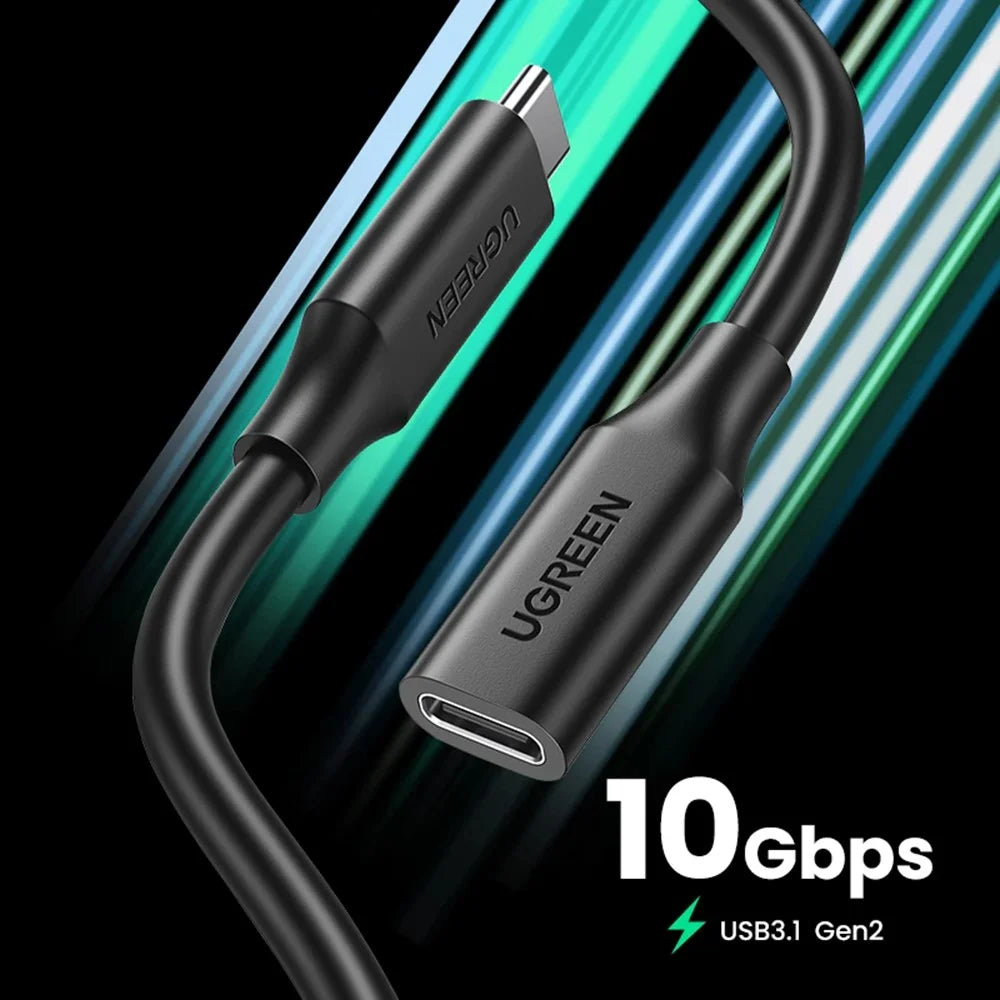 UGREEN 10387 1m USB-C 3.1 Extension Cord PD 100W 4K 60Hz Gen 2 10Gbps Male to Female USB Extension Charging Sync Cable - 7