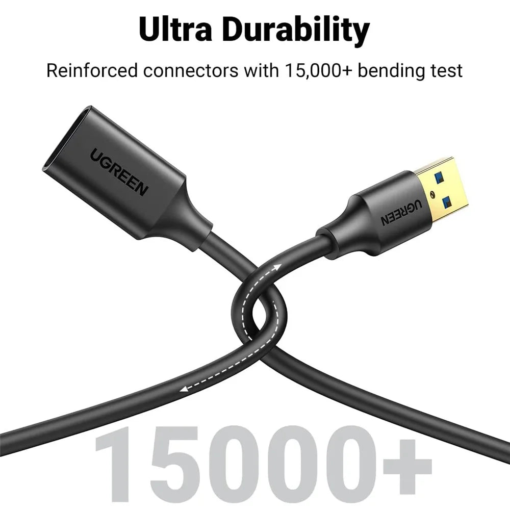 UGREEN 30126 1.5m USB 3.0 Extension Adapter Cord USB Male to Female Cable Data Transfer for Webcam USB Keyboard Mouse Flash Drive - 5
