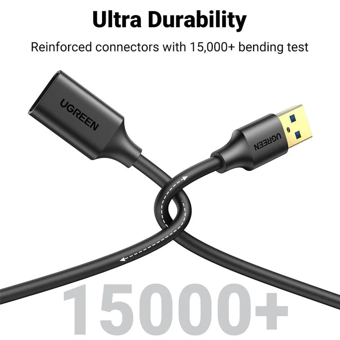 UGREEN 30126 1.5m USB 3.0 Extension Adapter Cord USB Male to Female Cable Data Transfer for Webcam USB Keyboard Mouse Flash Drive - 5