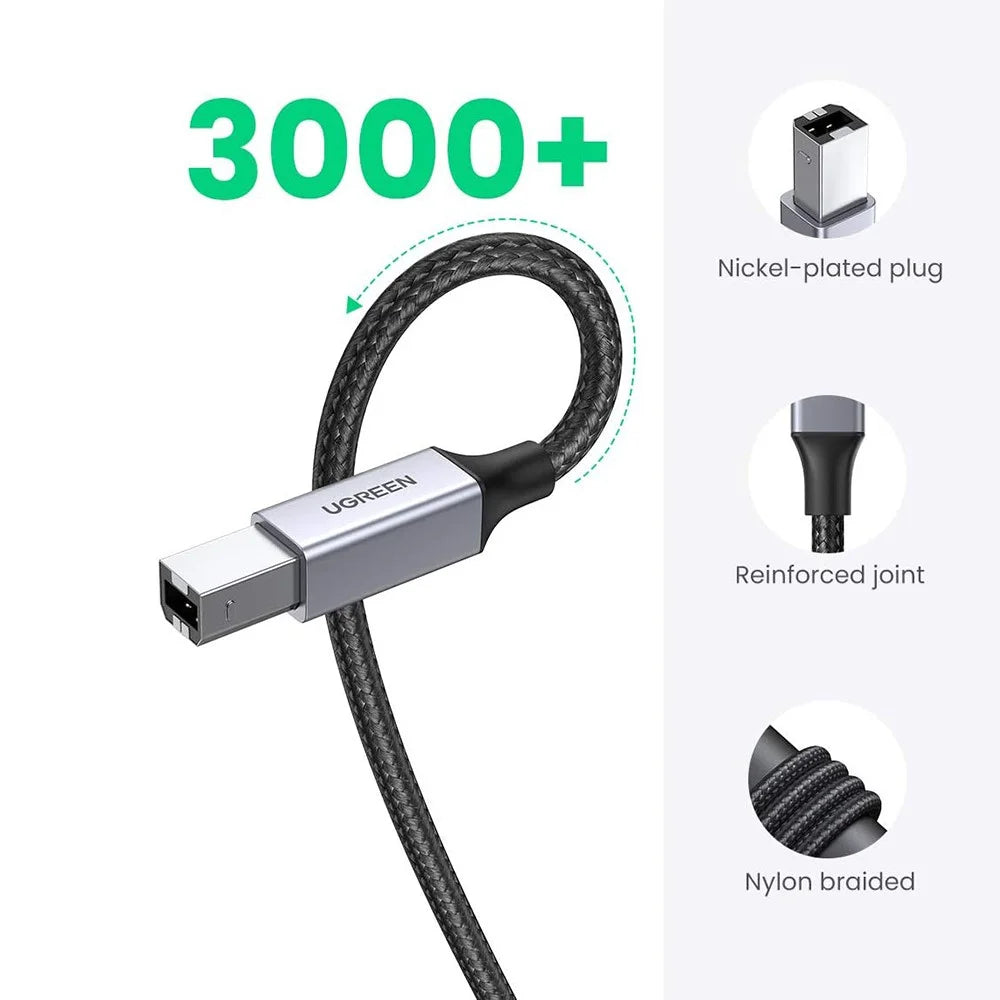 UGREEN 1m 480Mbps High Speed USB A to USB B Cable for HP Epson Canon Brother Printer Male to Male Cord - 7