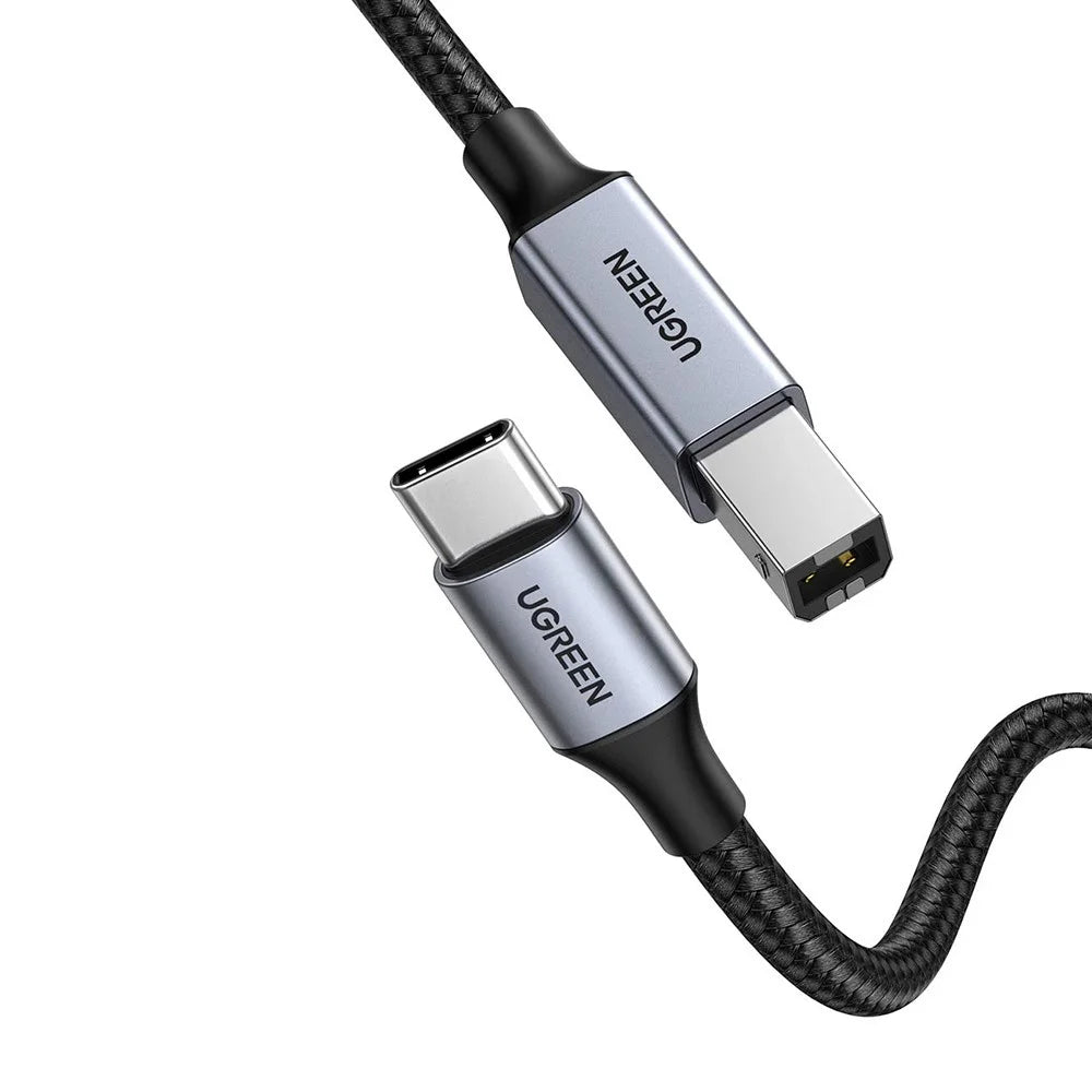 UGREEN 1.5m USB C to USB B 2.0 Nylon Braided Cable for MacBook Pro Epson HP Canon Samsung Printer - 2