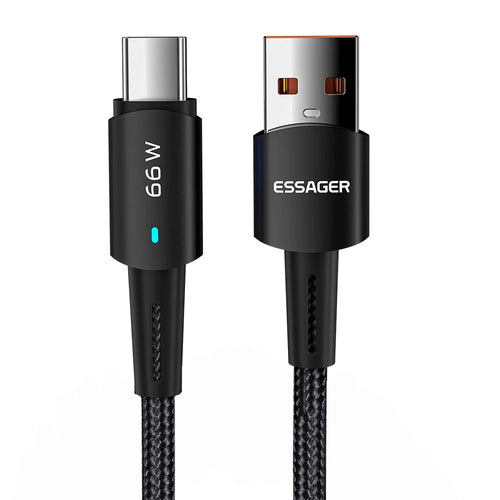 ESSAGER 0.5m Braided Design USB to Type C Cable 6A Fast Charging 480Mbps Transmission Wire for Tablet Laptop Smartphone - 1