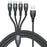 For iPhone 15 Series 2m 4-in-1 66W 6A 4-Output Fast Charging Charging Cable USB to 8Pin+Micro USB+Dual Type-C Braided Cable Adapter - Black - 1