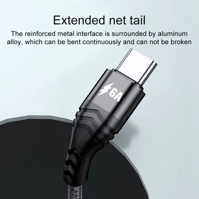 For iPhone 15 Series 2m 4-in-1 66W 6A 4-Output Fast Charging Charging Cable USB to 8Pin+Micro USB+Dual Type-C Braided Cable Adapter - Black - 4