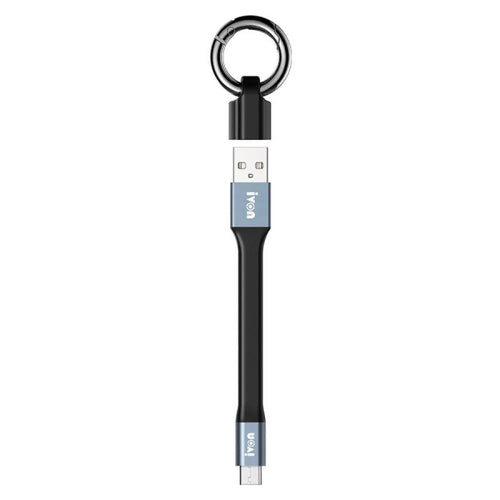 IVON CA90 for iPhone 15 Series 14.5cm Data Cable 3.1A USB to Type-C TPE Cord with Keychain - Grey - 1