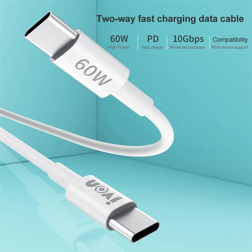 IVON CA203 for iPhone 15 Series 1m 60W PD Type-C to Type-C Fast Charging Cord Data Cable - 2