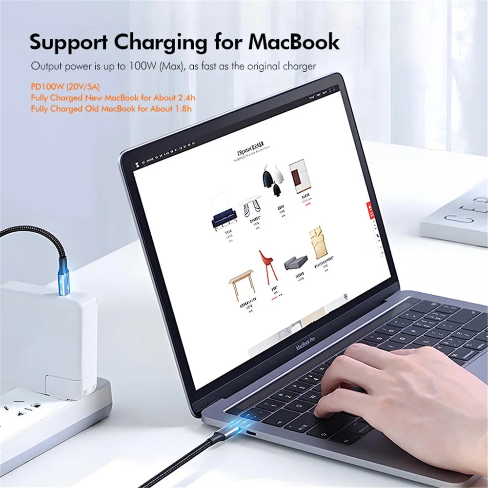 ENKAY HAT PRINCE 1m USB C to USB C Cable PD 100W Elbow Design 5A Super Fast Charging E-Marker Nylon Braided Cord for MacBook iPad Galaxy Note 20 Cell Phones Laptops - 3