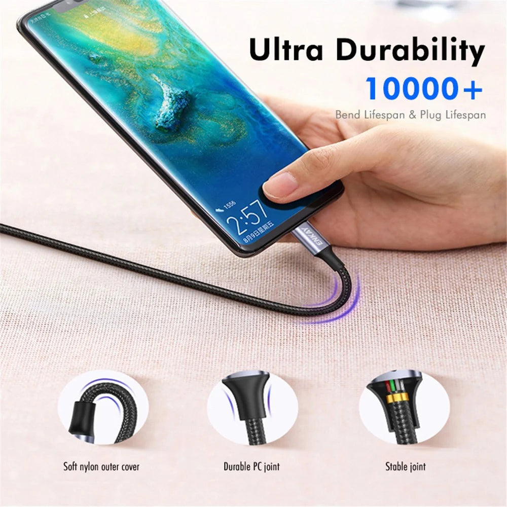 ENKAY HAT PRINCE 1m USB C to USB C Cable PD 100W Elbow Design 5A Super Fast Charging E-Marker Nylon Braided Cord for MacBook iPad Galaxy Note 20 Cell Phones Laptops - 5