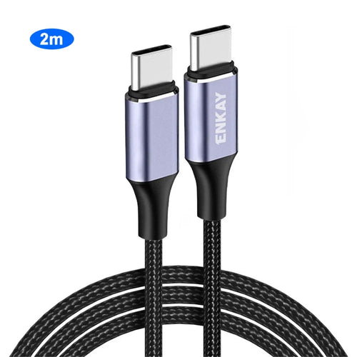 ENKAY HAT PRINCE 2m E-Marker USB C Charge Cable PD 100W 480Mbps Data Transmission Cord 5A Fast Charging Type C Wire - 1