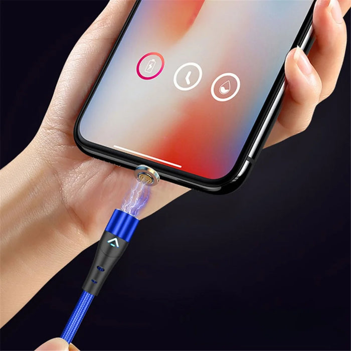 2m Magnetic Attraction Nylon Braided 3A Charging Cable USB Data Transmission Cord (No Magnetic Adapter) - Blue - 3