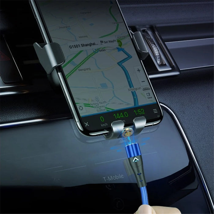 1m Magnetic Adsorption Nylon Braided 5A Fast Charging Cable USB Data Cord with LED Indicator (No Magnetic Adapter) - Blue - 6