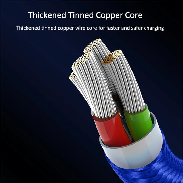 1m Magnetic Adsorption Nylon Braided 5A Fast Charging Cable USB Data Cord with LED Indicator (No Magnetic Adapter) - Blue - 7