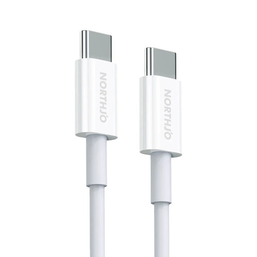 NORTHJO for iPhone 15 Series 2m PD 100W Type-C to Type-C Phone Tablet Laptop Fast Charging Data Cable with E-Marker Chip - White - 1