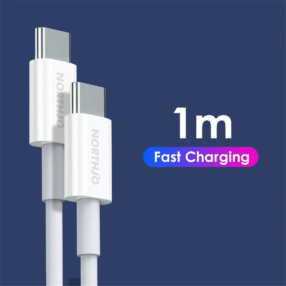 NORTHJO 1m 60W Type C PD Fast Charging Cable 480Mbps Data Transmission Wire for Home and Office - White - 5