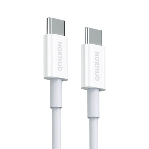 NORTHJO 2m 60W USB C to USB C PD Fast Charging Cable 480Mbps Data Transmission Cord - White - 1