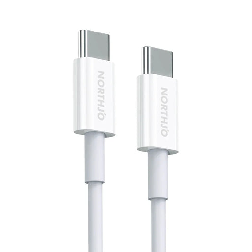 NORTHJO 2m 60W USB C to USB C PD Fast Charging Cable 480Mbps Data Transmission Cord - White - 1