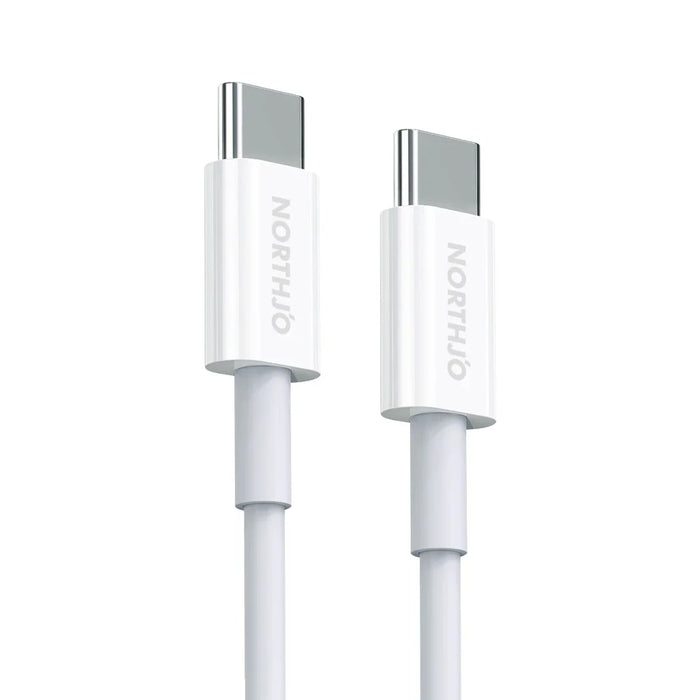 NORTHJO 2m 60W USB C to USB C PD Fast Charging Cable 480Mbps Data Transmission Cord - White - 1