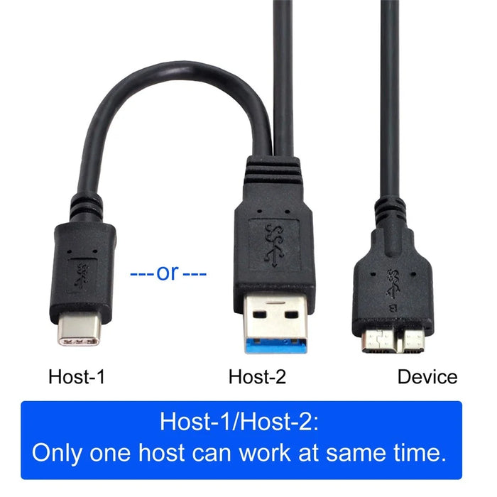 UC-165 Combo USB Cable USB 3.1 Type-C+USB3.0 Type-A Host to Micro USB 3.0 Target Data Cable for Disk - 3