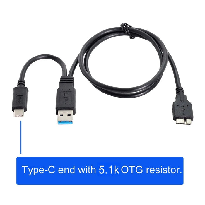 UC-165 Combo USB Cable USB 3.1 Type-C+USB3.0 Type-A Host to Micro USB 3.0 Target Data Cable for Disk - 4