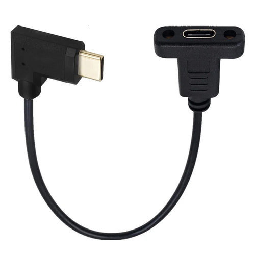 UC-049-RI 30cm 90-degree USB Type C Extension Cable Left and Right Angled USB-C USB 3.1 Type C Male to Female Extender Cord for Laptop, Tablet, Mobile Phone - 1