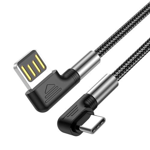 For iPhone 15 Series 0.5m 3A Fast Charging Nylon Braided Wire USB to Type-C 90 Degree Elbow Data Cable - 1