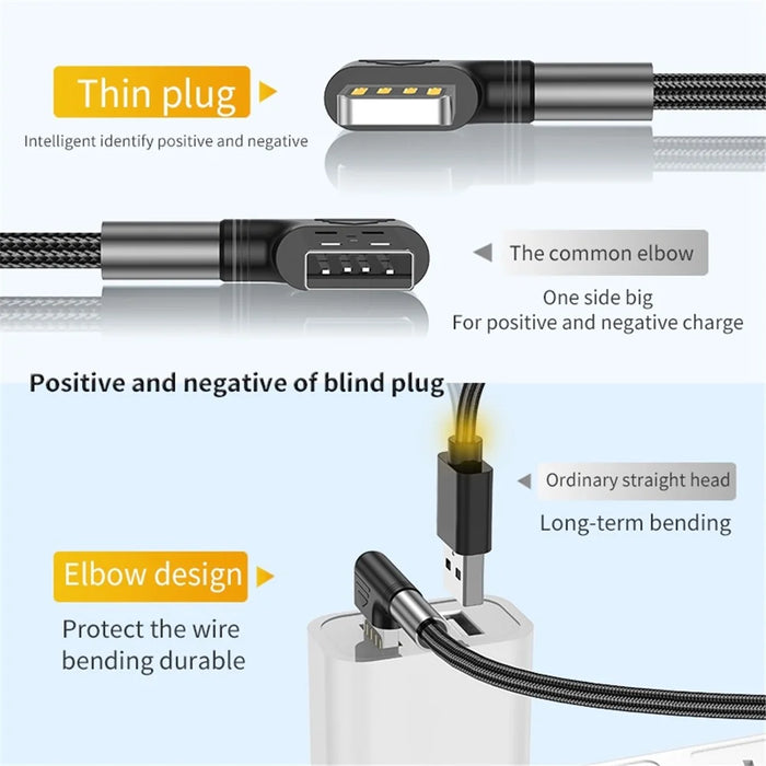 For iPhone 15 Series 0.5m 3A Fast Charging Nylon Braided Wire USB to Type-C 90 Degree Elbow Data Cable - 6