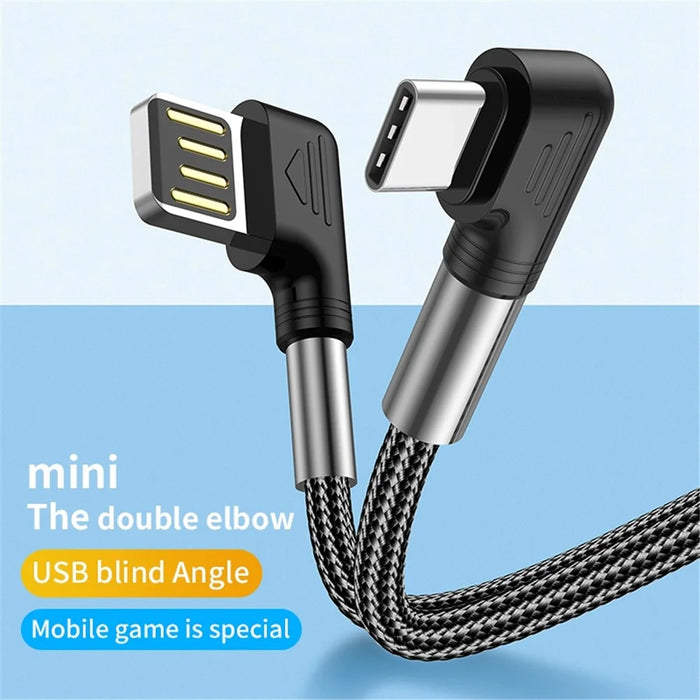 For iPhone 15 Series 1m USB to Type-C 90 Degree Elbow Data Cable 3A Fast Charging Nylon Braided Wire - 3