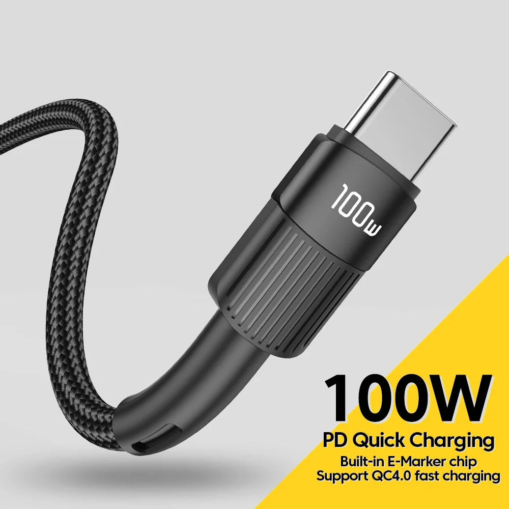 ESSAGER 3m Cell Phone Cable USB C High-speed 100W 5A PD Charging 480Mbps Fast Data Transmission Line - 4