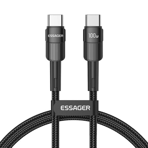ESSAGER 2m Super Long USB C PD 100W Fast Charging Charge Cord 480Mbps Data Transmission Cable - Black - 1