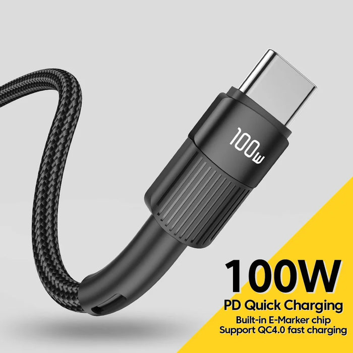 ESSAGER 2m Super Long USB C PD 100W Fast Charging Charge Cord 480Mbps Data Transmission Cable - Black - 4