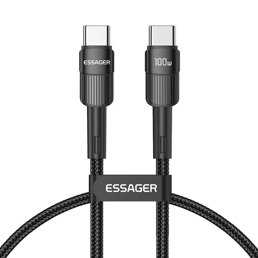 ESSAGER 1m Type C High-speed 100W PD Charging Cable 480Mbps Fast Data Transfer Cord - Black - 1