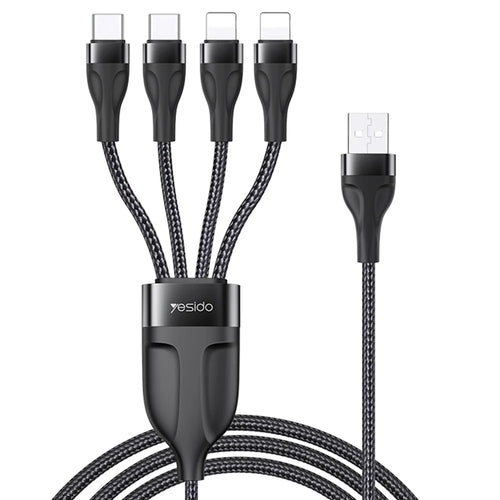 YESIDO CA111 4 in 1 USB to Type-C*2+Lightning*2 Charging Cord Nylon Braided Cell Phone Cable - 1