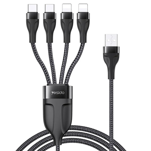 YESIDO CA111 4 in 1 USB to Type-C*2+Lightning*2 Charging Cord Nylon Braided Cell Phone Cable - 1