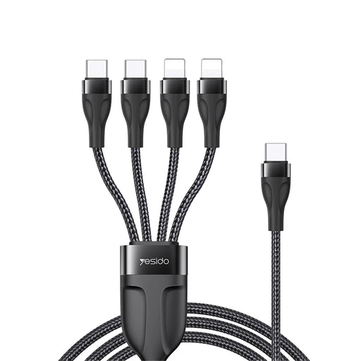 YESIDO CA110 4 in 1 Charging Cord Type-C to Type-C*2+Lightning*2 Nylon Braided Cell Phone Cable - 1