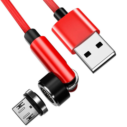 2m Fast Charging Data Cable + Micro Plug 540 Degrees Rotating Magnetic Attraction Converter - Red - 1