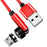 2m Fast Charging Data Cable + Micro Plug 540 Degrees Rotating Magnetic Attraction Converter - Red - 1