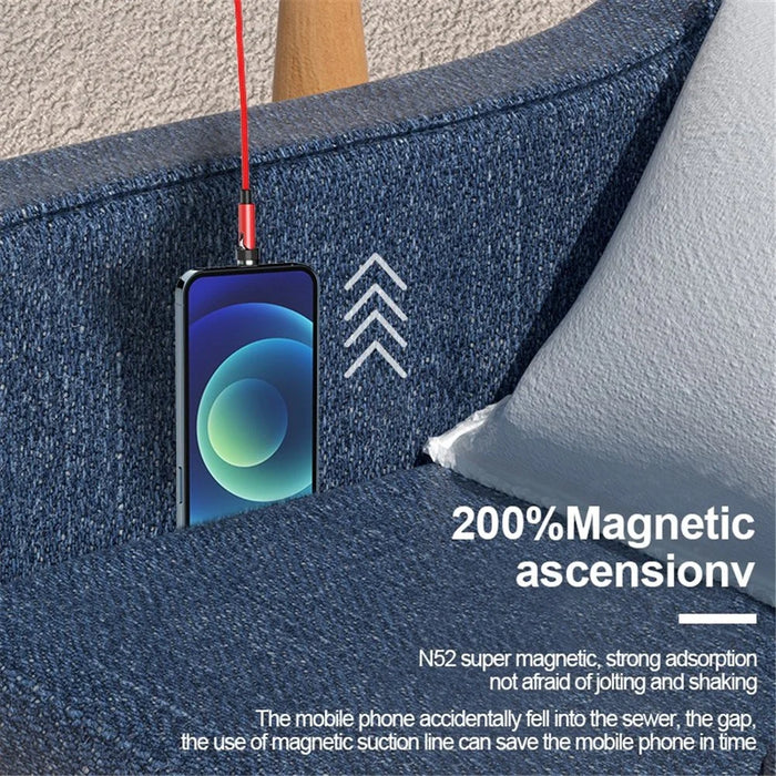 2m Fast Charging Data Cable + Micro Plug 540 Degrees Rotating Magnetic Attraction Converter - Red - 4