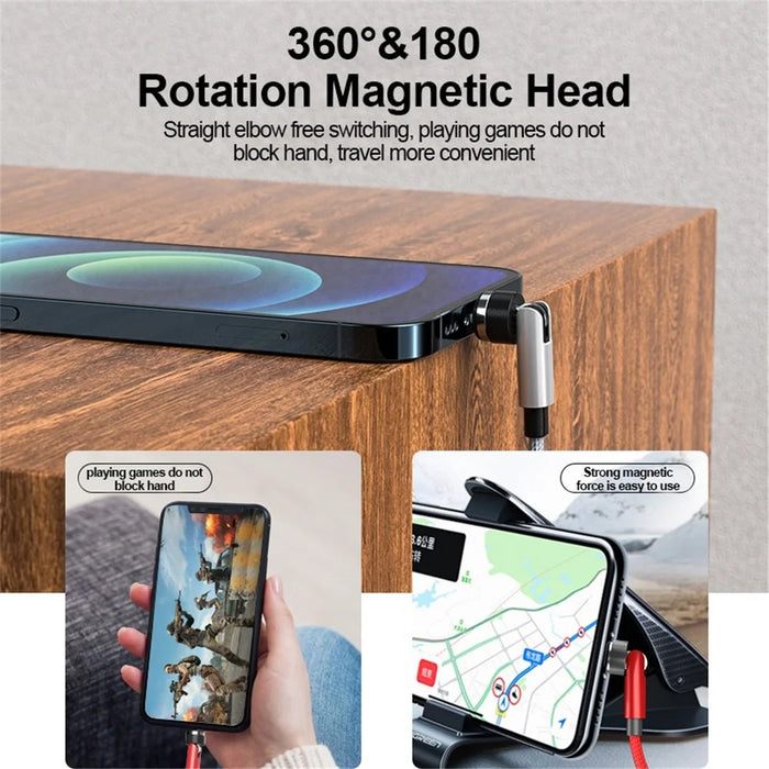2m Fast Charging Data Cable + Micro Plug 540 Degrees Rotating Magnetic Attraction Converter - Red - 5
