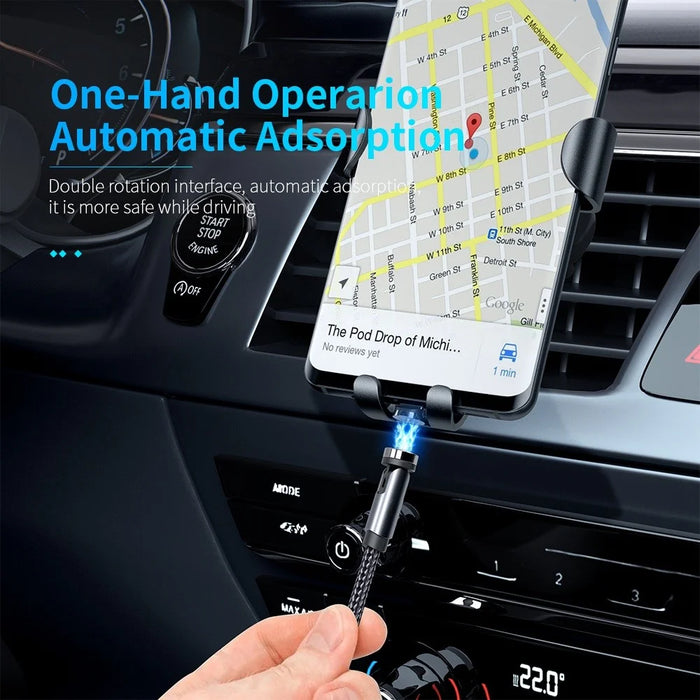2m 540 Degrees Rotatable Magnetic Charging Cable Braided Data Cord with Micro-USB Plug - Black - 4