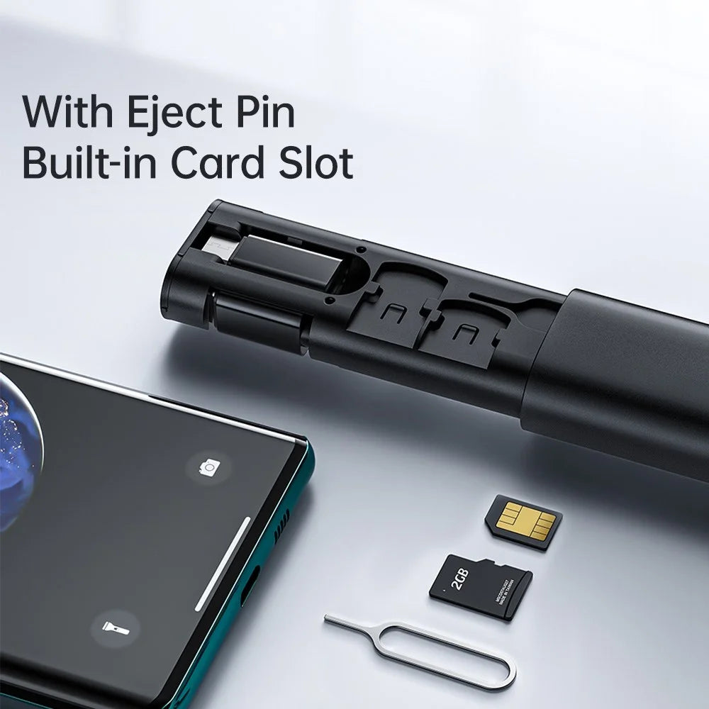 MCDODO WF-1720 Nano Series Multifunctional Fast Charging Data Cable Storage Box Set with Adapter, Eject Pin, Card Slot for Huawei, Xiaomi, Samsung - Black - 3