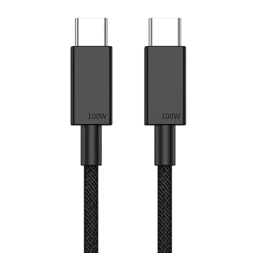 0.5m Braided Style Dual Type C Interface PD 100W Charging Cord for Laptops and Cell Phones - Black - 1