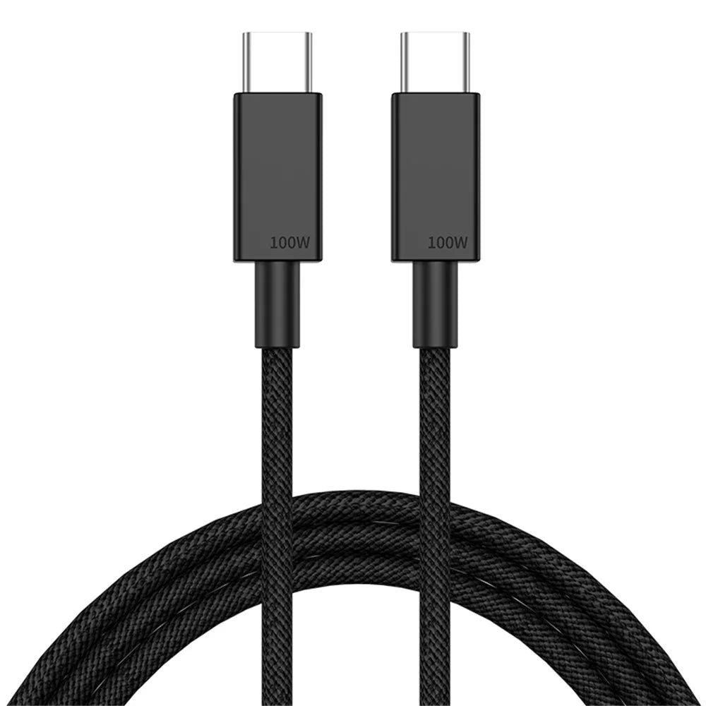 2m PD 100W High-speed Fast Charging Cable Cell Phone Tablet Laptop USB C Device Charge Cord - Black - 1